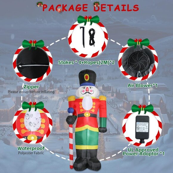 85FT Lighted Nutcracker Christmas Inflatable Soldier Yard Decor for Holidays - Picture 3 of 8